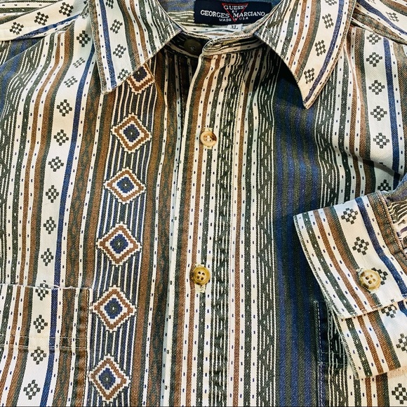 GUESS by Georges Marciano Vintage Western Aztec Button Down Mens XL - Picture 2 of 6
